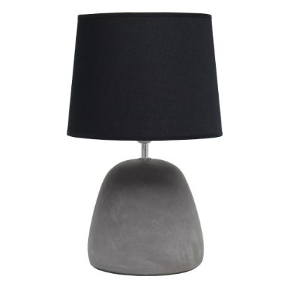 Picture of Simple Designs Round Concrete Table Lamp, 16-1/2inH, Black Shade/Gray Base