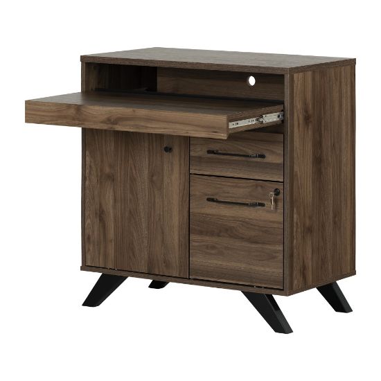 Picture of South Shore Flam 33inW Multi-Function Secretary Desk, Natural Walnut