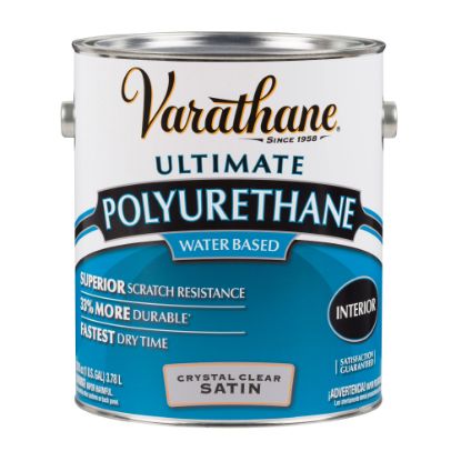 Picture of Varathane Ultimate Water-Based Polyurethane, 1 Gallon, Crystal Clear Satin, Pack Of 2 Cans