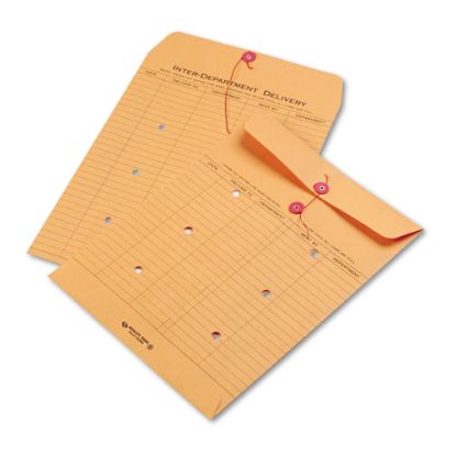 Picture of Quality Park Inter-Department Envelopes, 10in x 13in, 2-Side Narrow-Rule, Button & String, 20% Recycled, Brown, Pack Of 100