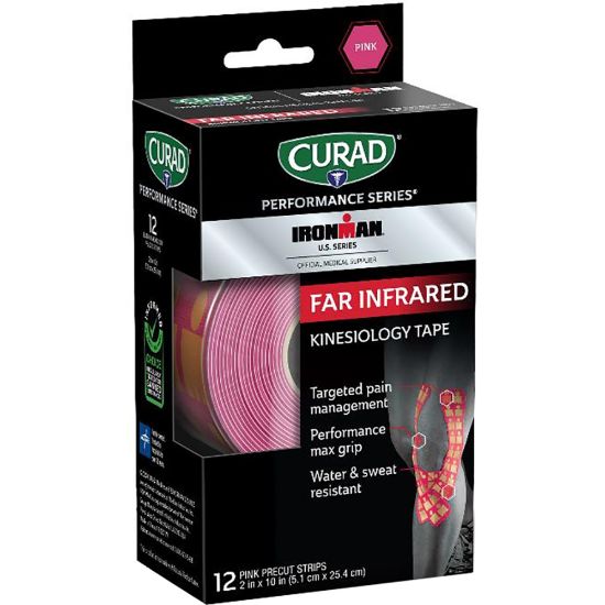 Picture of CURAD IRONMAN Performance Series Kinesiology Tape, 2? x 10in, Pink, 12 Strips Per Pack, Set Of 48 Packs