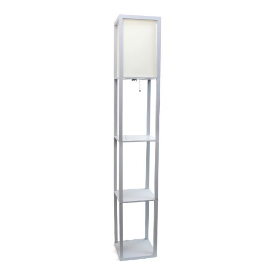 Picture of Simple Designs Floor Lamp With Etagere Organizer, 62-3/4inH, White Shade/Gray Base