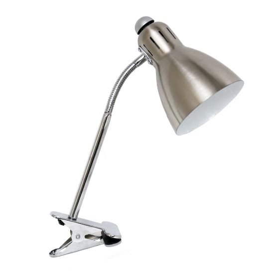 Picture of Simple Designs Adjustable Clip Light Desk Lamp, Adjustable Height, 14-3/16inH, Brushed Nickel