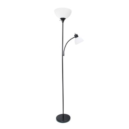 Picture of Simple Designs Floor Lamp With Reading Light, 71inH, White Shade/Black Base