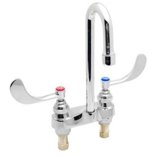 Picture of T&S Brass Deck-Mount Medical Faucet, 3in Spout, 4in Centerset, Stainless