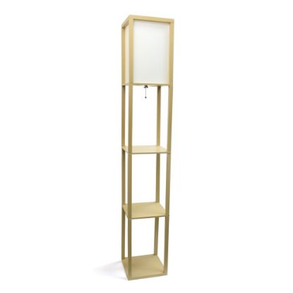 Picture of Simple Designs Floor Lamp With Etagere Organizer, 62-3/4inH, White Shade/Tan Base