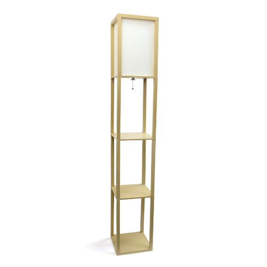 Picture of Simple Designs Floor Lamp With Etagere Organizer, 62-3/4inH, White Shade/Tan Base