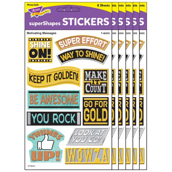 Picture of Trend superShapes Stickers, Metal Motivating Messages, 88 Stickers Per Pack, Set Of 6 Packs