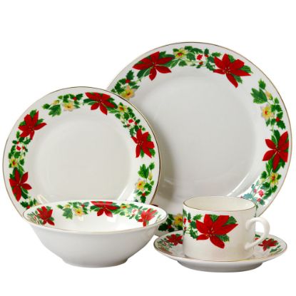 Picture of Gibson Home Poinsettia Holiday 20-Piece Dinnerware Set, Multicolor