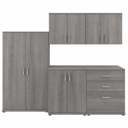 Picture of Bush Business Furniture Universal 92inW 5-Piece Modular Storage Set With Floor And Wall Cabinets, Platinum Gray, Standard Delivery