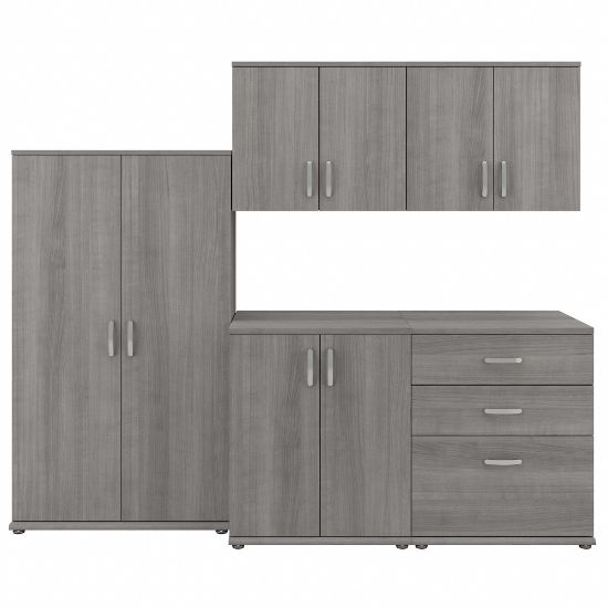 Picture of Bush Business Furniture Universal 92inW 5-Piece Modular Storage Set With Floor And Wall Cabinets, Platinum Gray, Standard Delivery