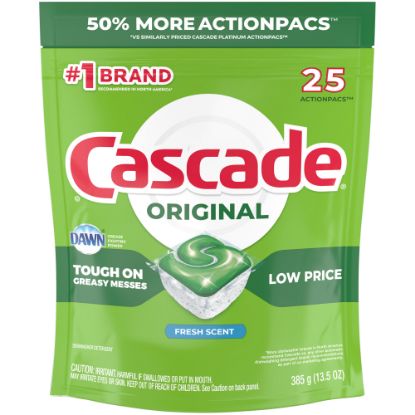 Picture of Cascade ActionPacs Dishwasher Detergent Pods, Fresh Scent, 25 Per Pack, Case Of 5 Packs