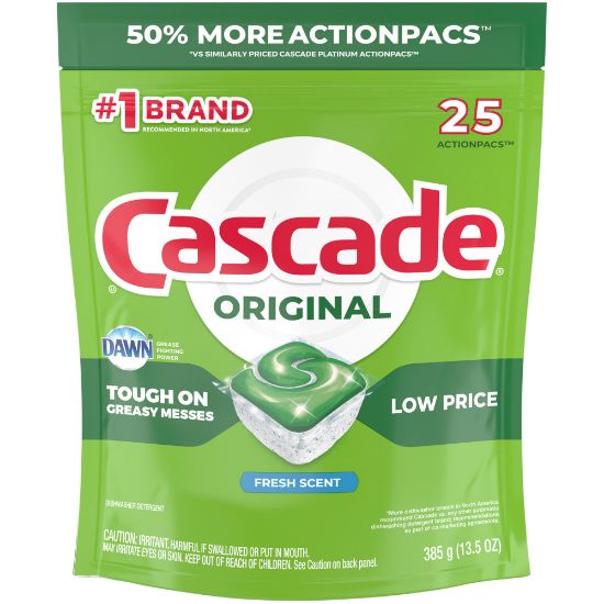 Picture of Cascade ActionPacs Dishwasher Detergent Pods, Fresh Scent, 25 Per Pack, Case Of 5 Packs