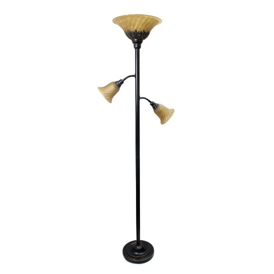 Picture of Elegant Designs 3-Light Floor Lamp, 71inH, Champagne Shade/Restoration Bronze Base