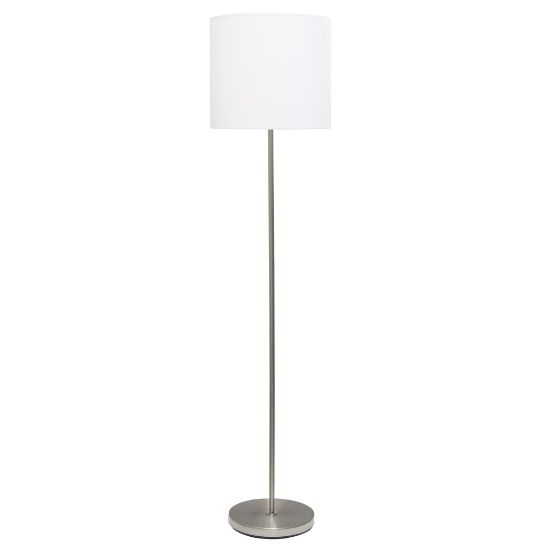 Picture of Simple Designs Floor Lamp, 58inH, White Shade/Brushed Nickel Base