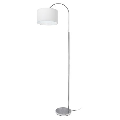 Picture of Simple Designs Arched Floor Lamp, 65inH, White Shade/Brushed Nickel Base