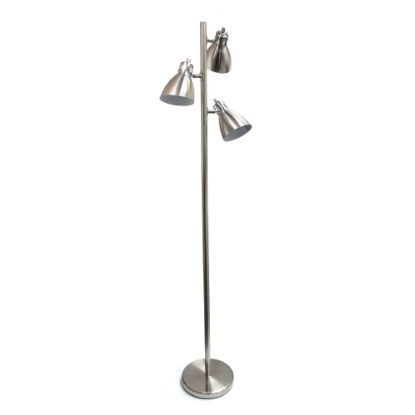 Picture of Simple Designs 3-Light Tree Floor Lamp, 63-3/8in, Brushed Nickel Shade/ Brushed Nickel Base