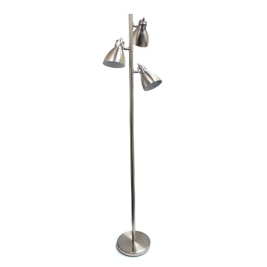 Picture of Simple Designs 3-Light Tree Floor Lamp, 63-3/8in, Brushed Nickel Shade/ Brushed Nickel Base