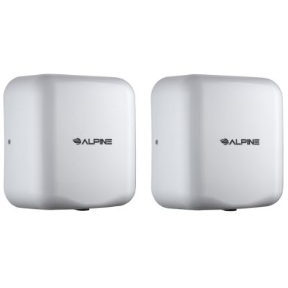 Picture of Alpine Industries Hemlock 220-Volt Commercial Automatic High-Speed Electric Hand Dryers, White, Pack Of 2 Dryers