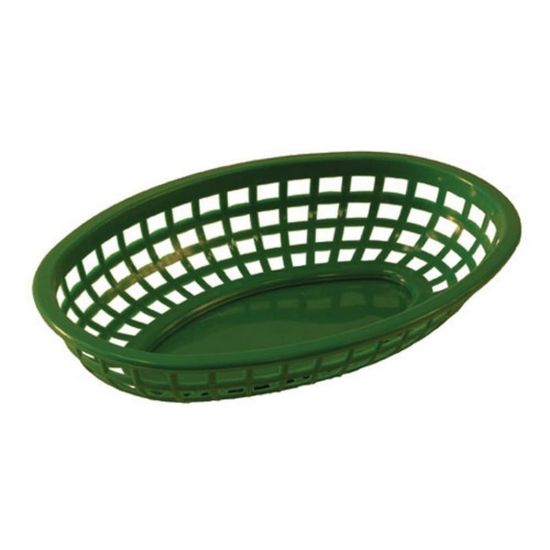 Picture of Tablecraft Oval Plastic Serving Baskets, 1-7/8inH x 6inW x 9-3/8inD, Green, Pack Of 12 Baskets