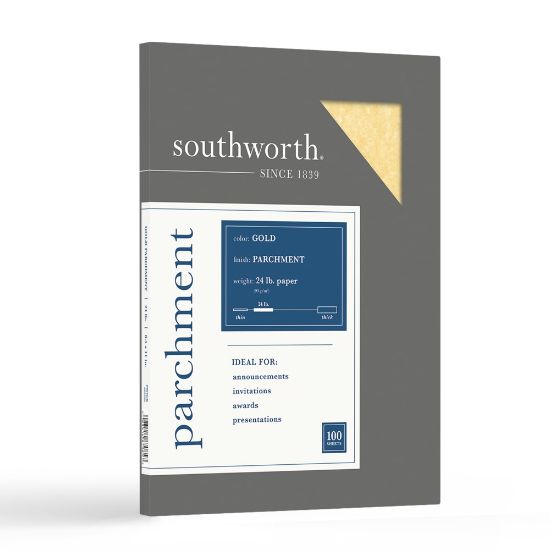 Picture of Southworth Parchment Specialty Paper, 8 1/2in x 11in, 24 Lb, Gold, Pack Of 100