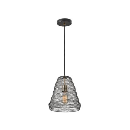 Picture of Adesso Sheridan Pendant Lamp, 11-3/4inH x 10inW, Black Mesh Shade/Black Base