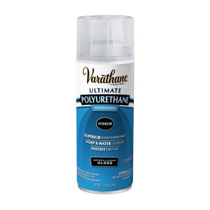 Picture of Varathane Ultimate Water-Based Polyurethane, 11.25 Oz, Crystal Clear Gloss, Pack Of 6 Spray Cans