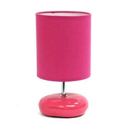 Picture of Simple Designs Stonies Stone-Look Table Lamp, 10-1/4inH, Pink Shade/Pink Base