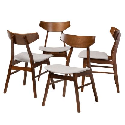 Picture of Baxton Studio Danica Dining Chairs, Light Gray/Walnut Brown, Set Of 4 Chairs