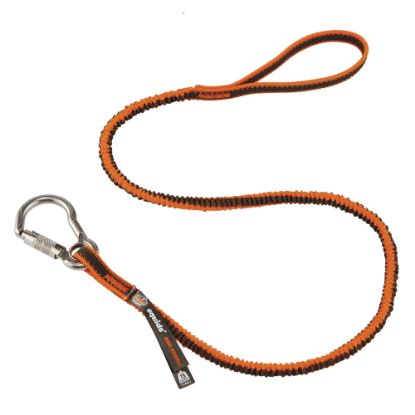 Picture of Ergodyne Squids 3101F(X) Tool Lanyards With Single Stainless Carabiner, 15 Lb, 48in, Orange/Gray, Pack Of 6 Lanyards