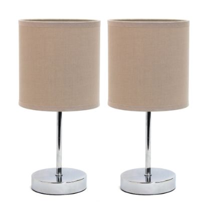 Picture of Simple Designs Mini Basic Table Lamps, 11inH, Gray Shade/Chrome Base, Set Of 2 Lamps