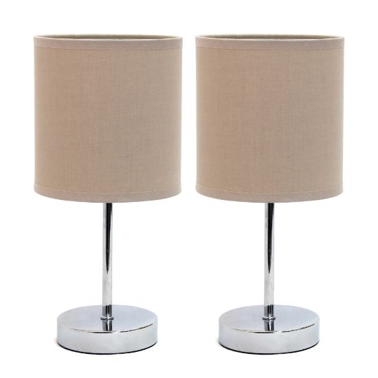 Picture of Simple Designs Mini Basic Table Lamps, 11inH, Gray Shade/Chrome Base, Set Of 2 Lamps