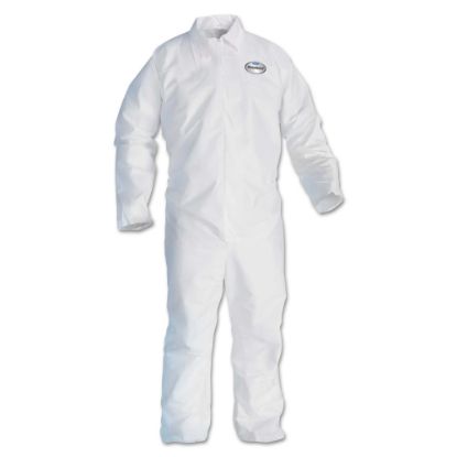 Picture of Kimberly-Clark Professional KleenGuard A20 Microforce Particle Protection Coveralls, No Elastic, Zipper Front, 3XL, White, Pack Of 20 Coveralls