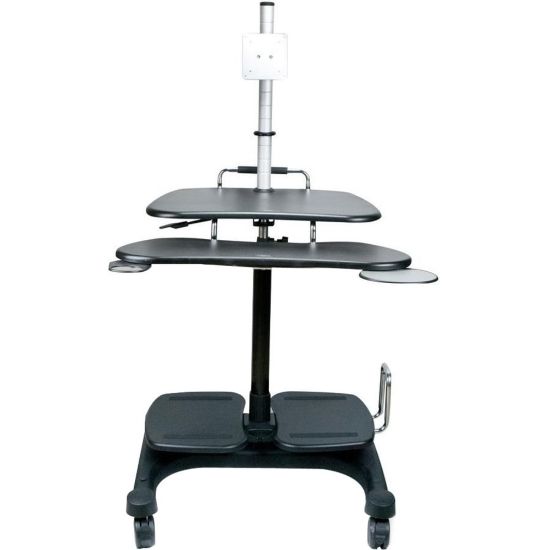 Picture of Aidata Sit and Stand Mobile LCD Workstation with Monitor Mount - 53in Height x 25in Width - Black - ABS Plastic