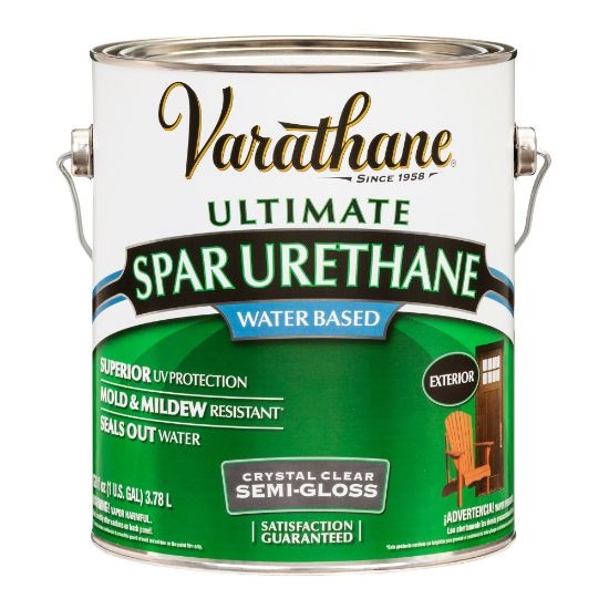 Picture of Varathane Ultimate Water-Based Spar Urethane, 1 Gallon, Crystal Clear Semi-Gloss, Pack Of 2 Cans