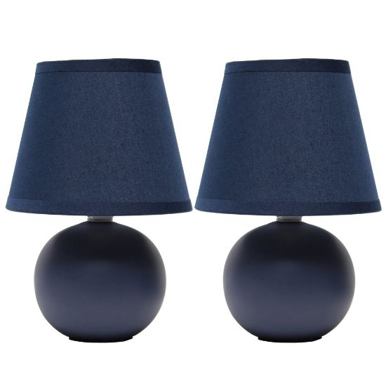 Picture of Simple Designs Mini Ceramic Globe Table Lamps, 8-11/16inH, Blue, Set Of 2 Lamps