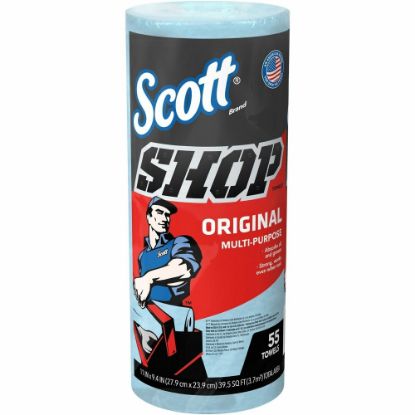 Picture of Scott Original Shop Towels - Fresh - 9.40in x 11in - 55 Sheets/Roll - Blue - 1 / Roll