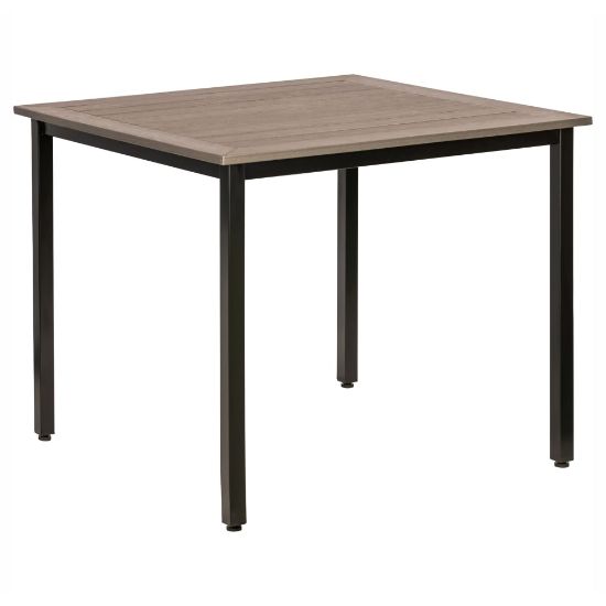 Picture of Lorell Faux Wood Square Outdoor Table, Charcoal/Black