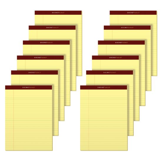 Picture of TOPS Docket Gold Premium Writing Pads, 8 1/2in x 11 3/4in, Legal Ruled, 50 Sheets, Canary, Pack Of 12 Pads