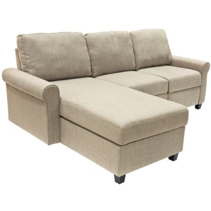 Picture of Serta Copenhagen Reclining Sectional With Storage Chaise, Left, Beige/Espresso