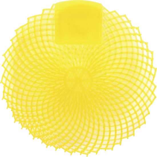 Picture of Genuine Joe Eclipse Scented Urinal Screen - Anti-splash, Flexible, Deodorizer, Sturdy - 1 Dozen - Yellow