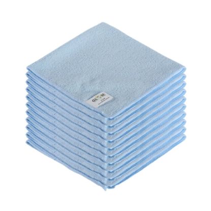 Picture of Globe Commercial Products Microfiber Cloths, 16in x 16in, Blue, Pack Of 10 Cloths