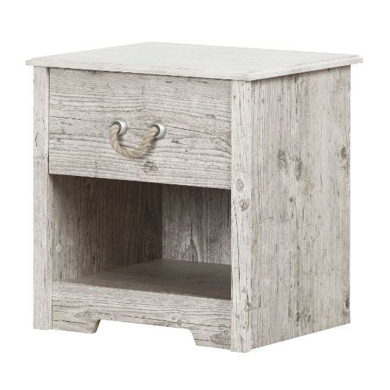 Picture of South Shore Aviron 1-Drawer Nightstand, 22-1/2inH x 21-3/4inW x 17-1/2inD, Seaside Pine