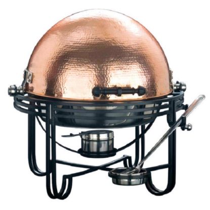 Picture of American Metalcraft Roll-Top Chafer With Cover, Round, 6 Qt, Hammered Copper