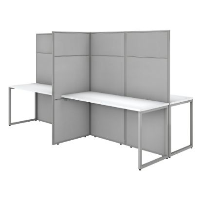 Picture of Bush Business Furniture Easy Office 60inW 4-Person Cubicle Desk Workstation With 66inH Panels, Pure White/Silver Gray, Standard Delivery