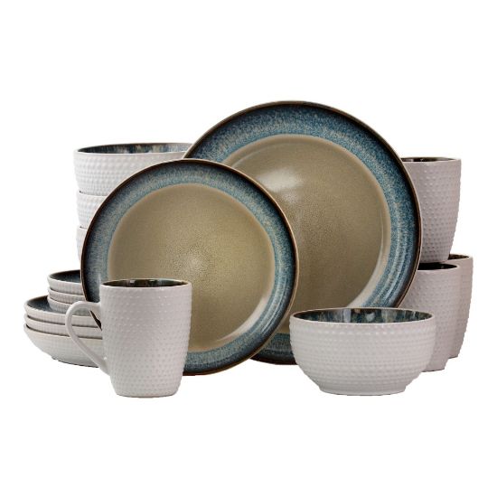 Picture of Elama 16-Piece Stoneware Dinnerware Set, Modern Dot