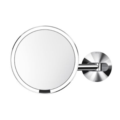 Picture of simplehuman Wall Mount Sensor Mirror, 9-1/8inH x 13-13/16inW x 3-1/8inD, Polished Silver, Wall Mount