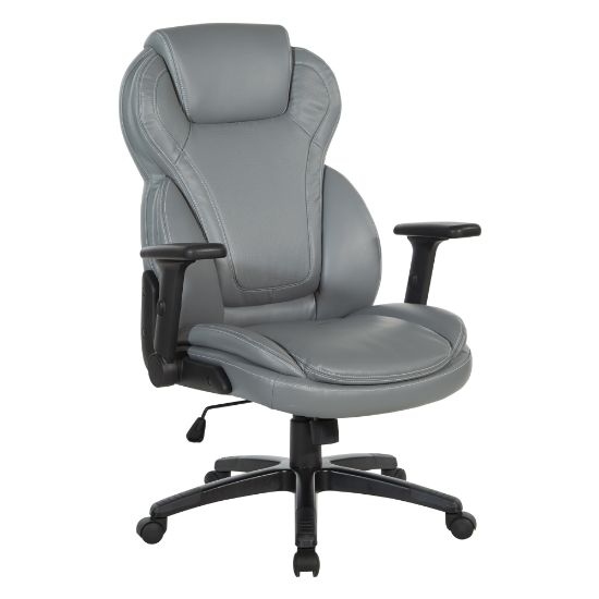 Picture of Office Star Ergonomic Leather High-Back Executive Office Chair, Gray