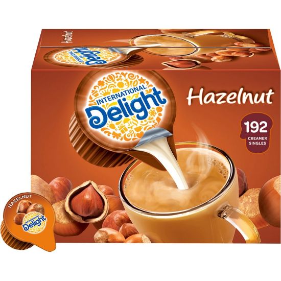 Picture of International Delight Hazelnut Liquid Creamer Singles - Hazelnut Flavor - 0.50 fl oz (15 mL) - 192/Carton