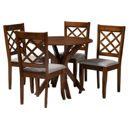 Picture of Baxton Studio Jana Dining Set, 29-15/16inH x 35-7/16inW x 35-7/16inD, Gray/Walnut